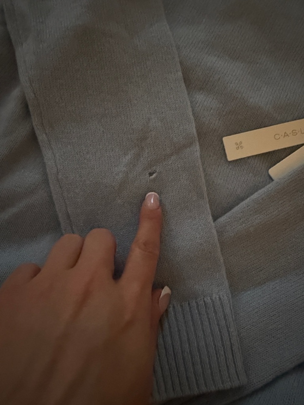 Caslon 100% Cashmere V-Neck Sweater Powder Blue Small Lightweight Knit - Picture 4 of 5